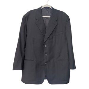 Size XXL David G. Cotugno Mens 2 Button Silk Wool Blazer Jacket Black Stripes